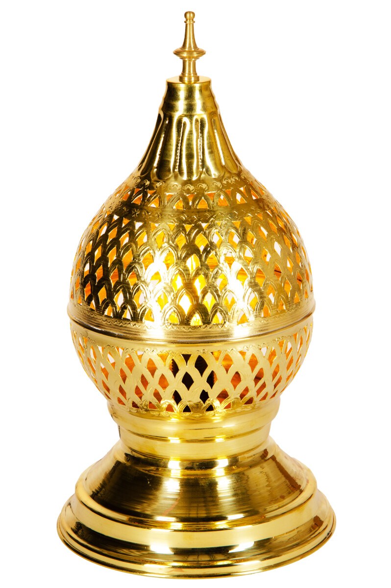 Orientalna mosiężna lampa stołowa, lampk box