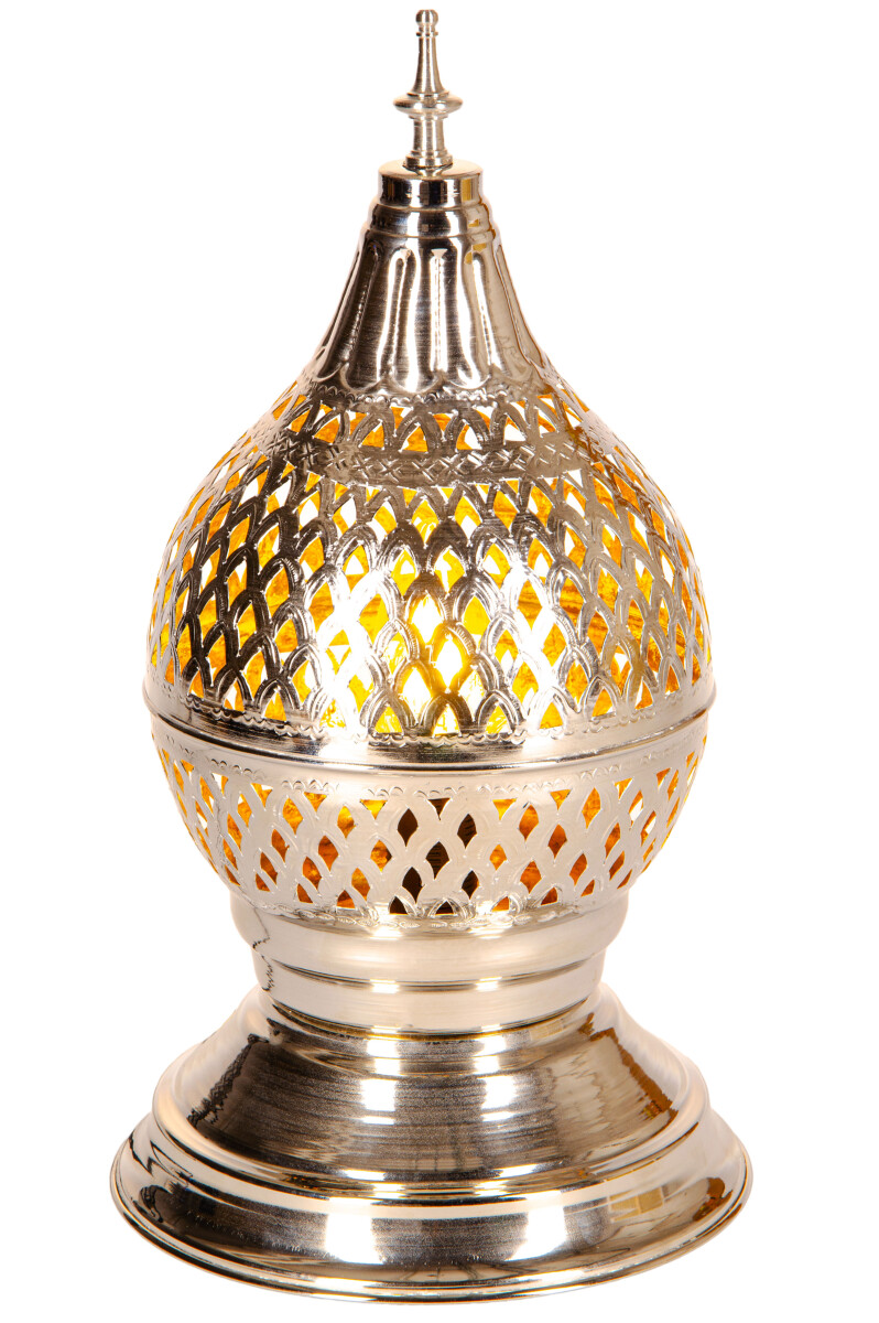 Orientalna mosiężna lampa stołowa, lampk box