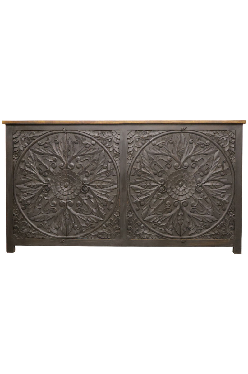 Komoda Faiza z drewna, czarna, 190 cm |  box