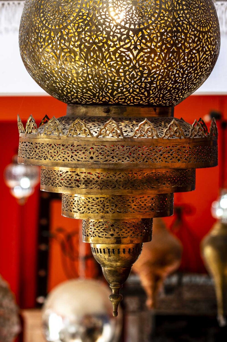 Marokańska mosiężna lampa sufitowa Saud box