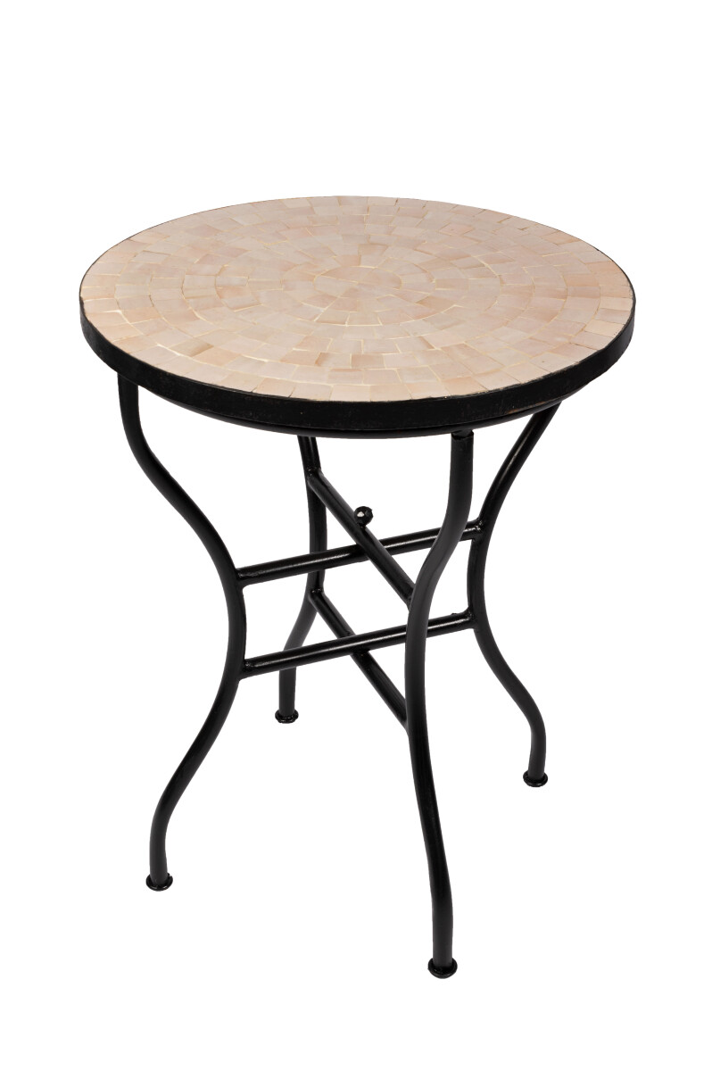 Marokański stolik mozaikowy Buma Beige, średnica 60 cm | Wyk