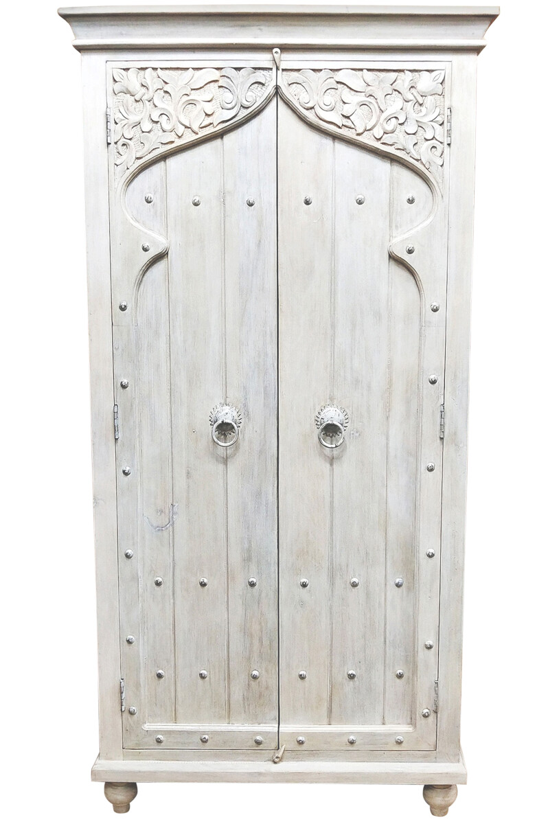 Wysoka szafka Jenin, drewno, biała, 190  box