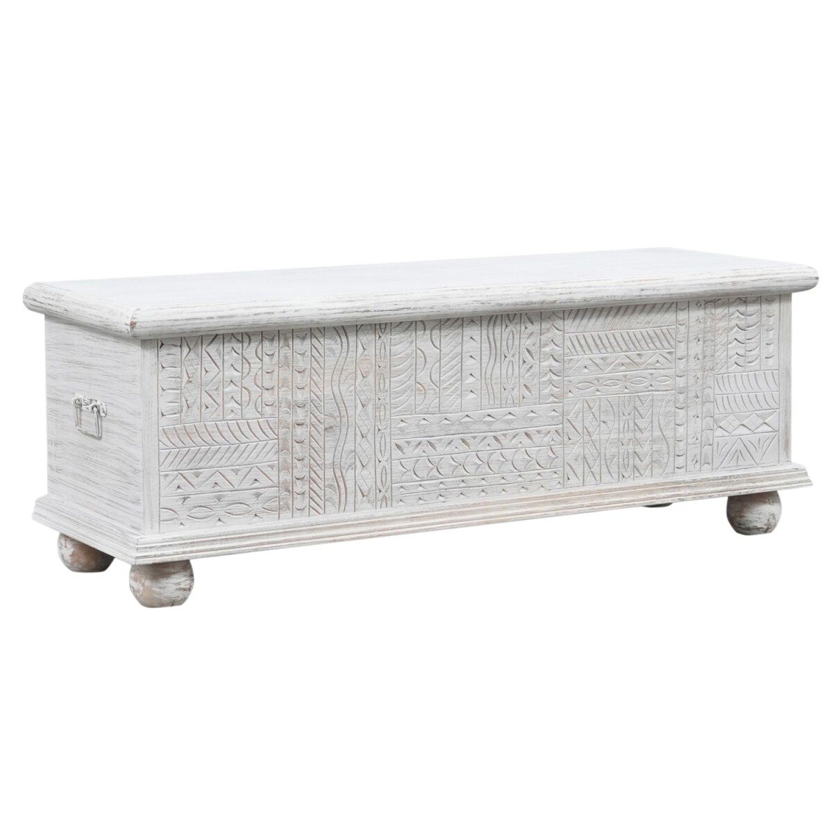 Skrzynia Dayyan z litego drewna w stylu boho vintage, 116 cm