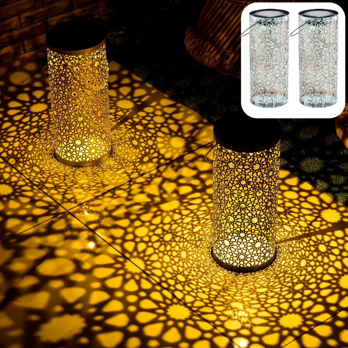 Zestaw 2 sztuk orientalnych lamp solarny box