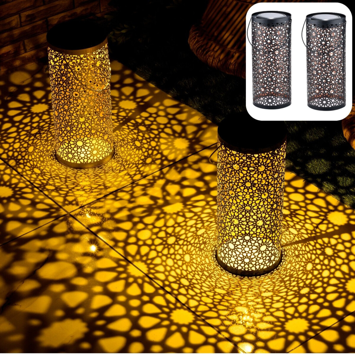 Zestaw 2 sztuk orientalnych lamp solarny box