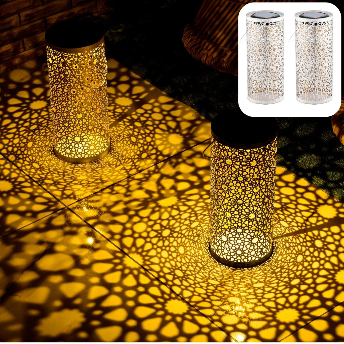 Zestaw 2 sztuk orientalnych lamp solarny box