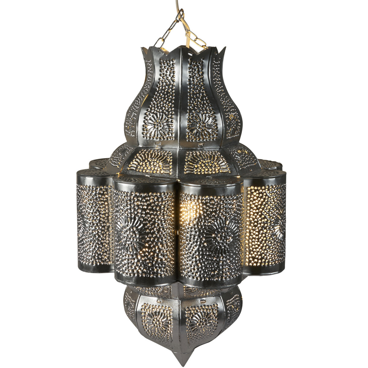 Lampa Harun srebrna 45 cm | Marokańska metalowa lampa sufito