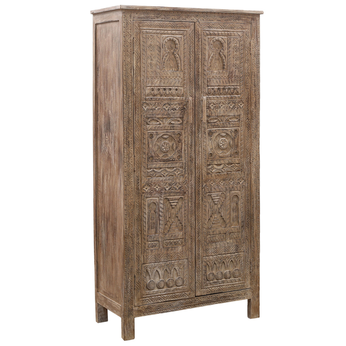 Szafa Aamu 188 cm – ręcznie rzeźbiona, drewno mango, k