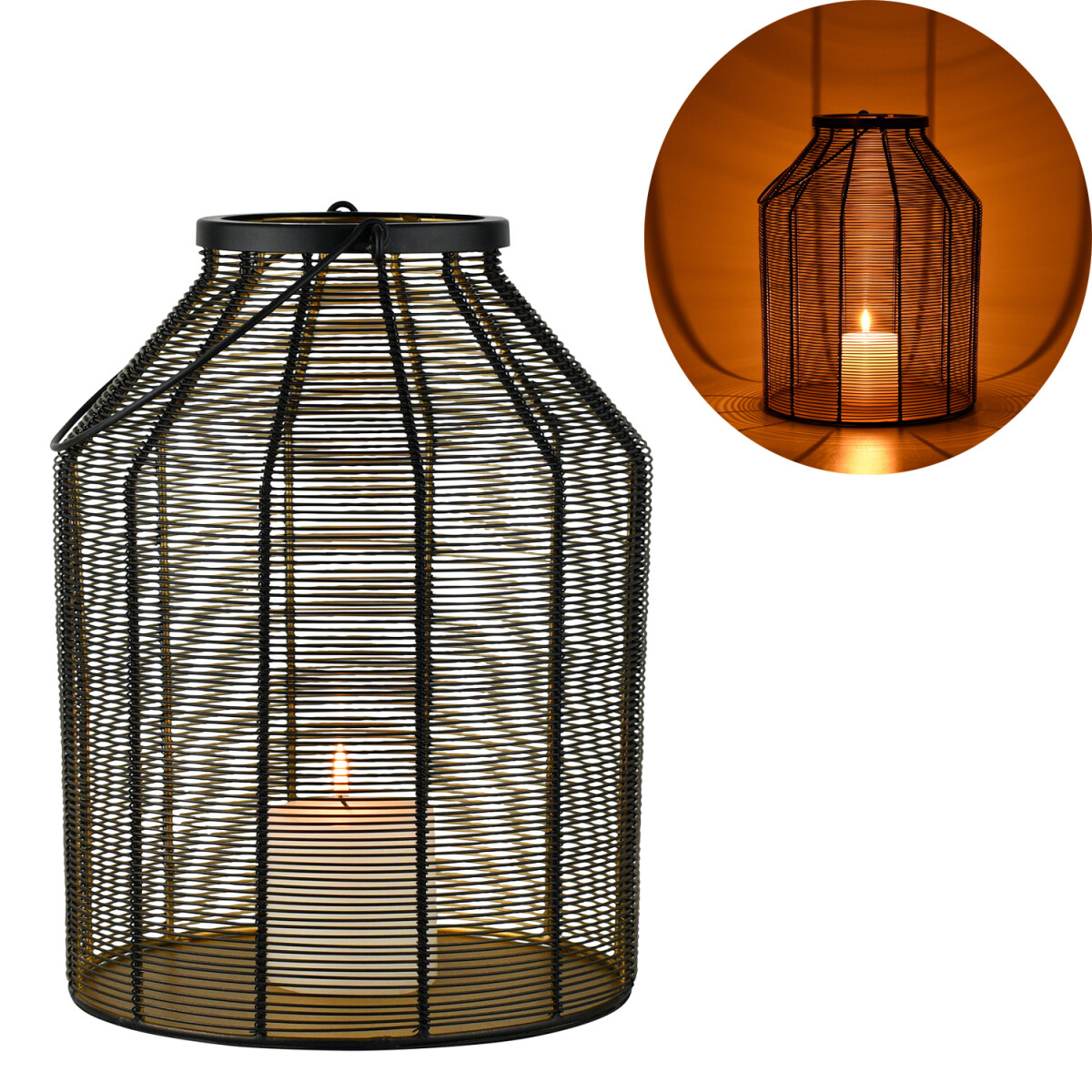 Lampion Caecilia 33 cm, czarna metalowa  box