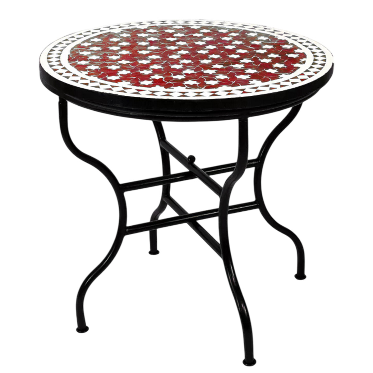 Marokański stolik mozaikowy Estrella Bordeaux White 80 cm | 