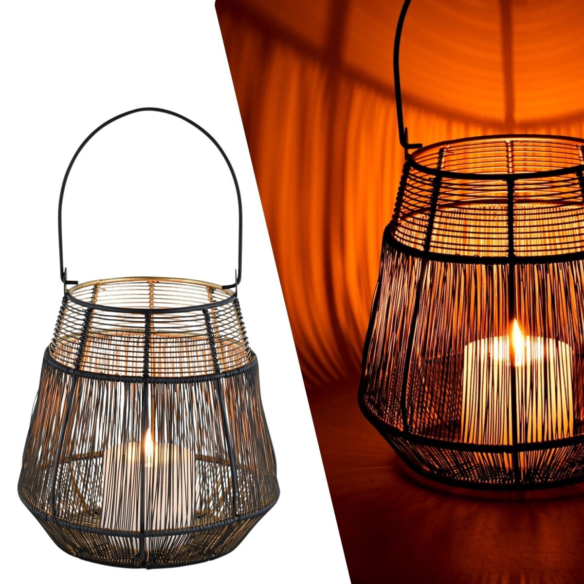 Lampa Dinak, metalowa, czarna ze złotymi box
