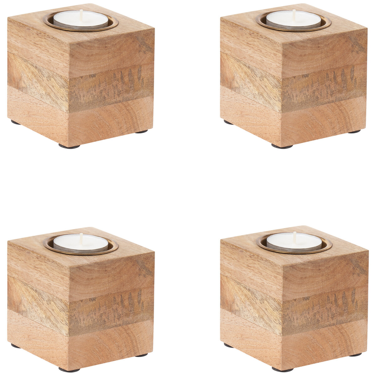 Zestaw 4 drewnianych świeczników  box