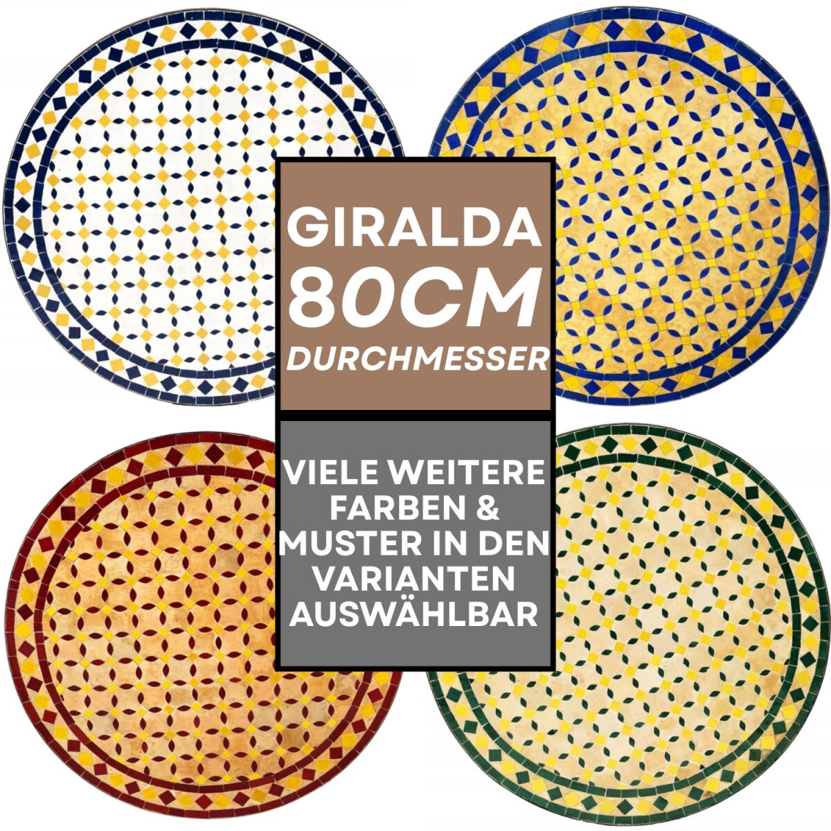 Marokański stolik mozaikowy Giralda 80 cm | Wykonany ręcznie