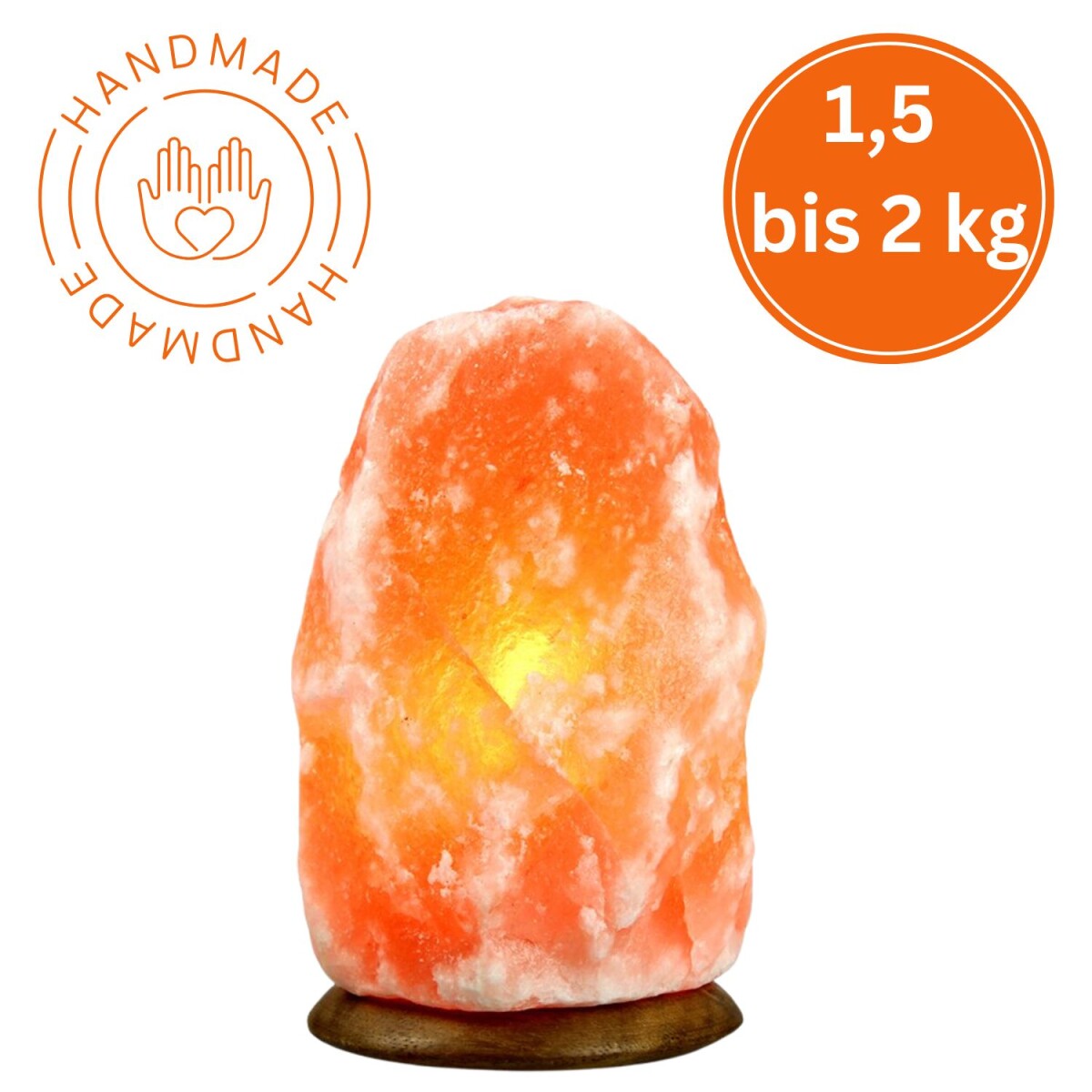 Podświetlany kryształ soli ROCK 2 kg z drewnianą podstawką w