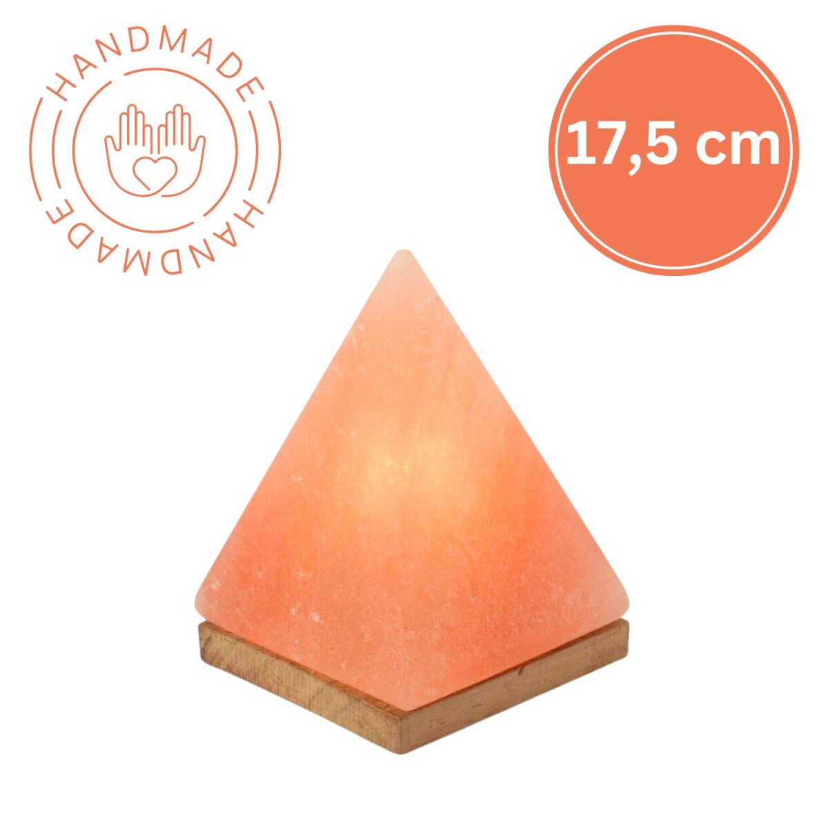 Podświetlana piramida z kryształu soli, wys. 17,5 cm, światł