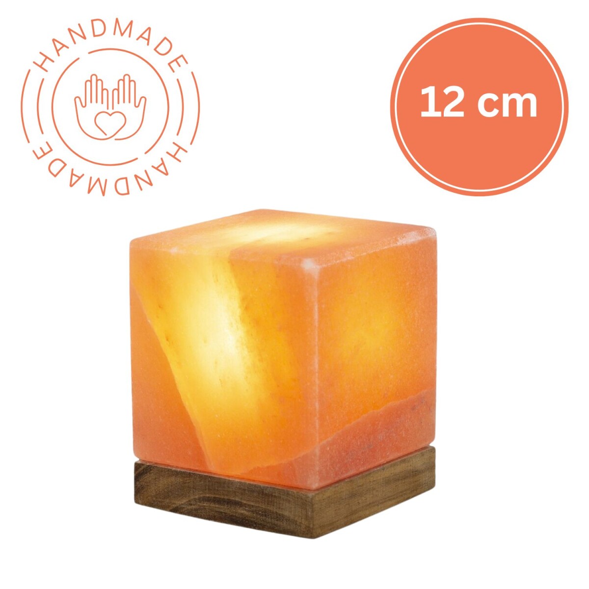 Podświetlany kryształ soli KUBUS 12 cm – kryształ soli