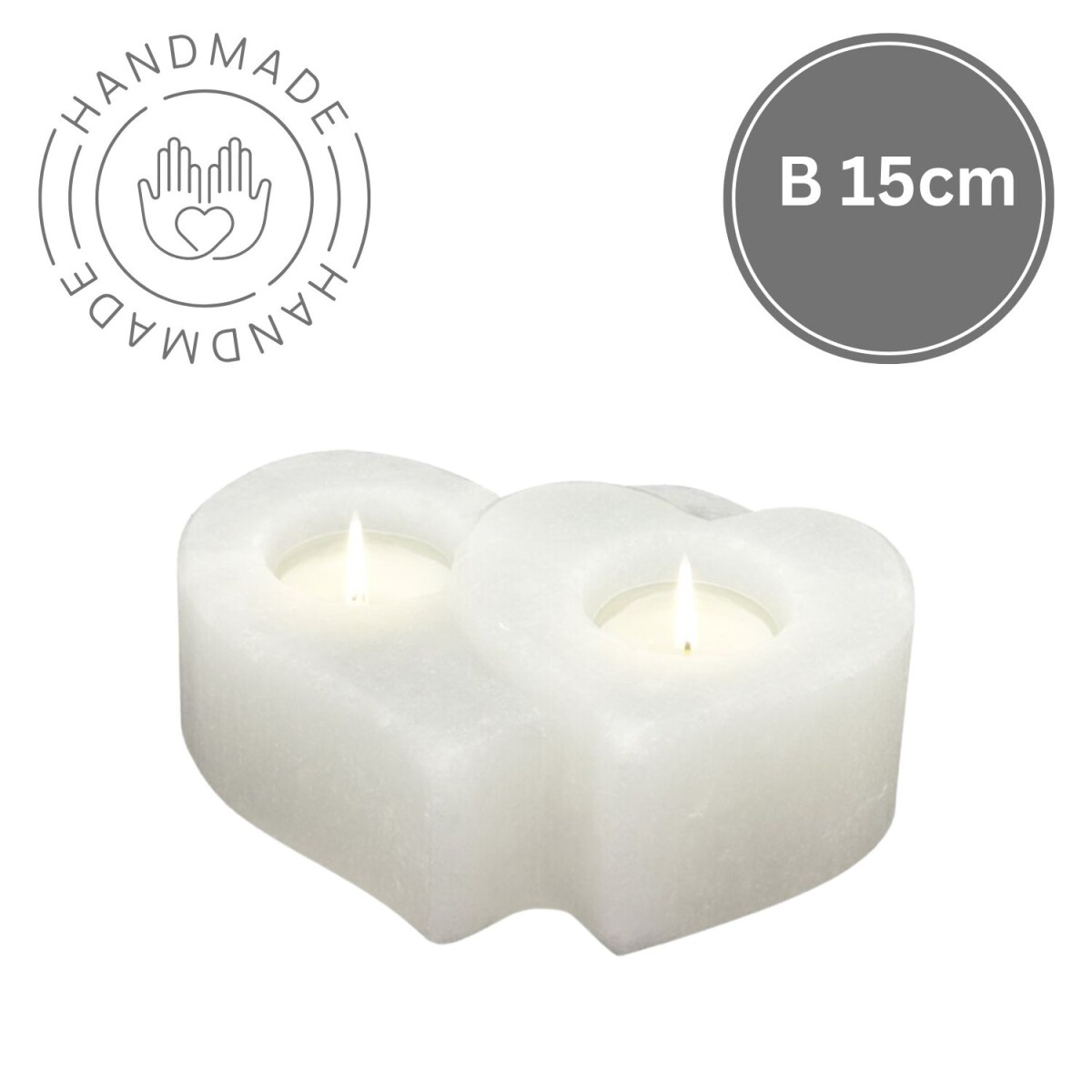 Świecznik z kryształu soli TWIN HEART Wh box