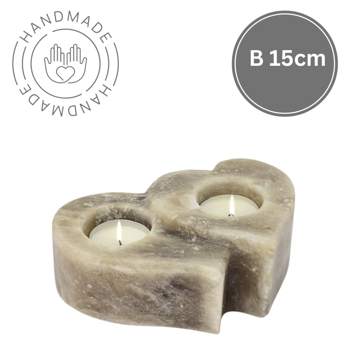 Świecznik z kryształu soli TWIN HEART Gr box