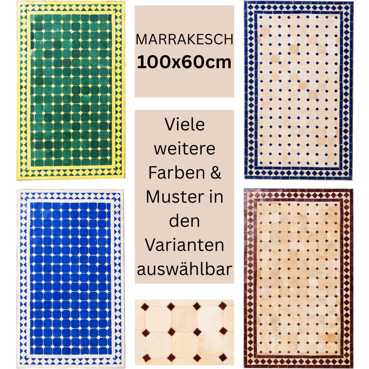 Marokański stolik mozaikowy Marrakesz 100 x 60 cm | Wykonany