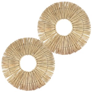 Wanddeko Boho Rattan 2er Set | Runde Natur Wanddekoration...