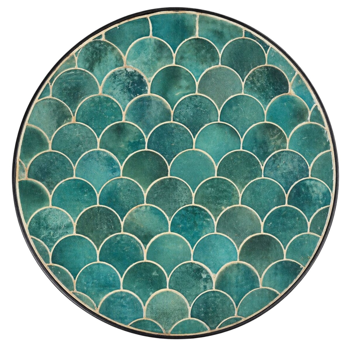 Friglia grün 60cm Mosaikplatte rund box