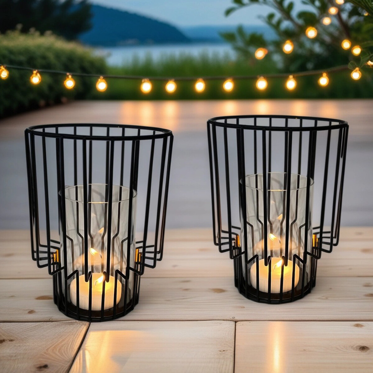 Zestaw 2 sztuk lampionów ogrodowy box