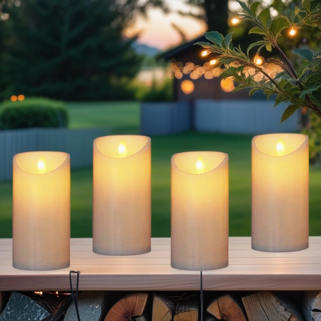 Zestaw 4 sztuk świec LED w stylu vintage box