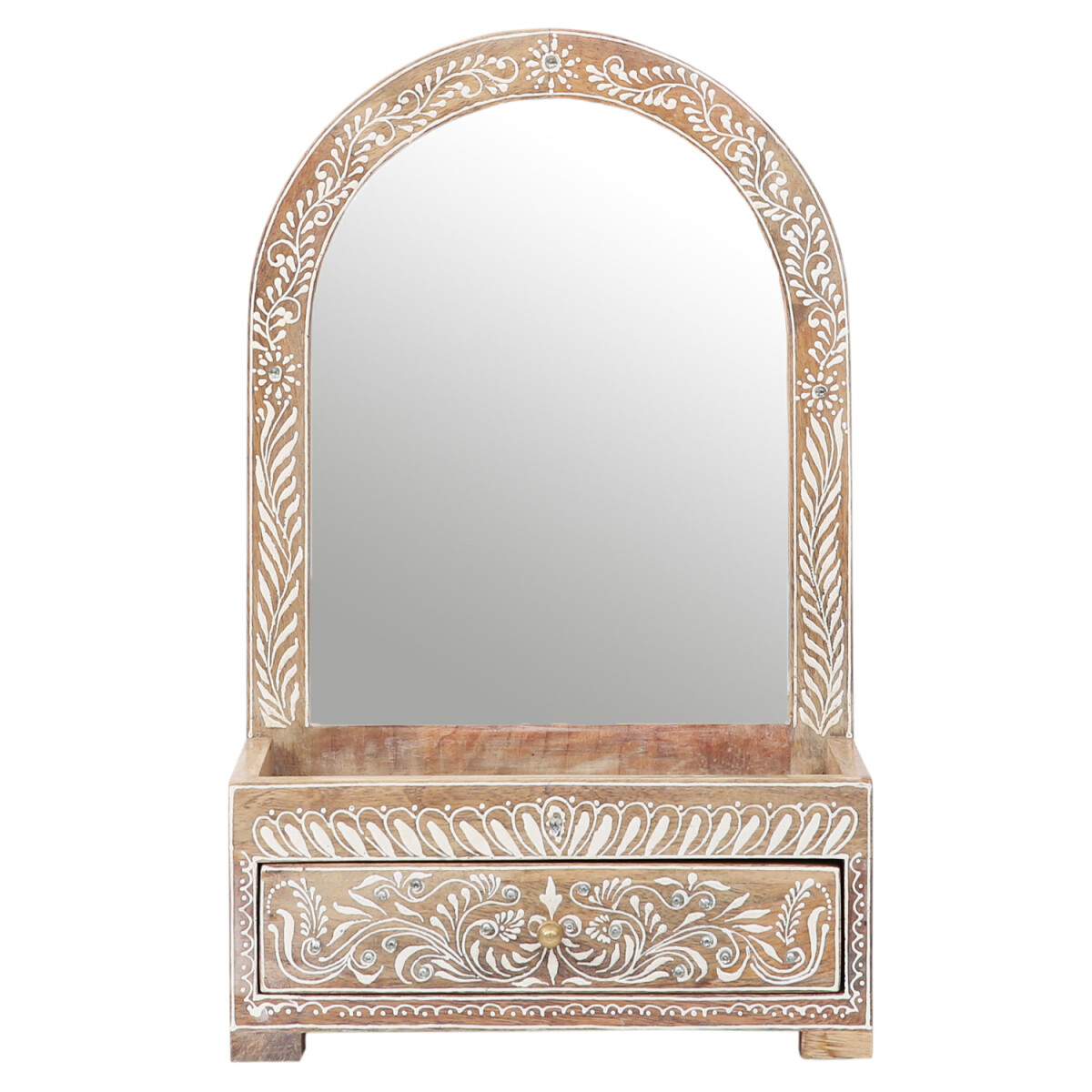 Lustro do makijażu w stylu boho, drewnia box