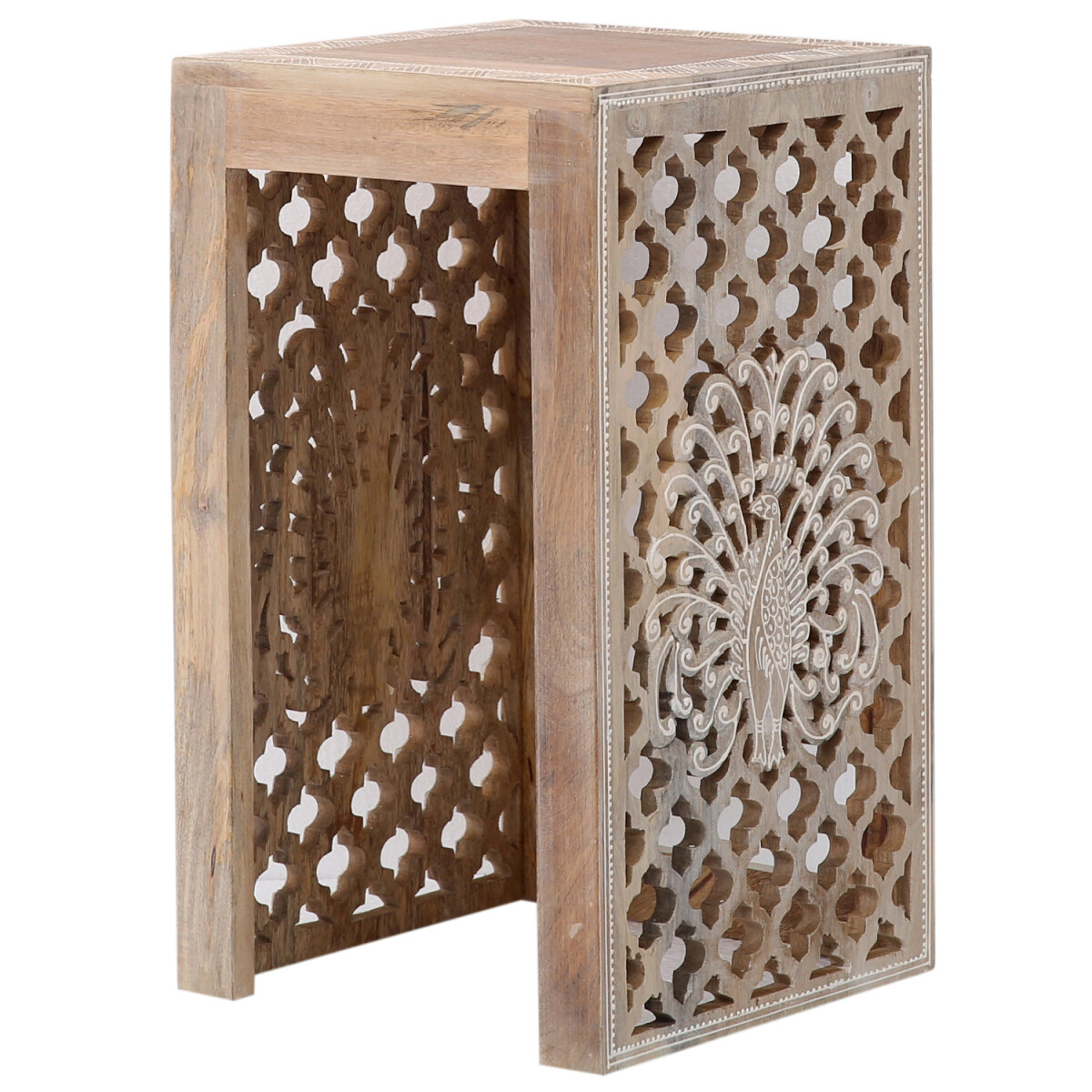 Stolik pomocniczy w stylu boho, stołek,  box