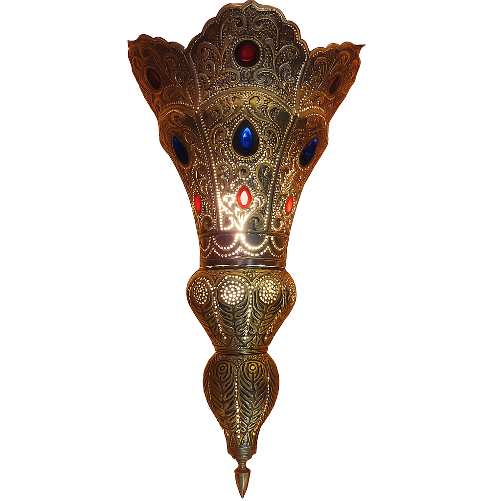 Lampa wisząca Baysan srebrna 45 cm | Orientalna lampa z mosi