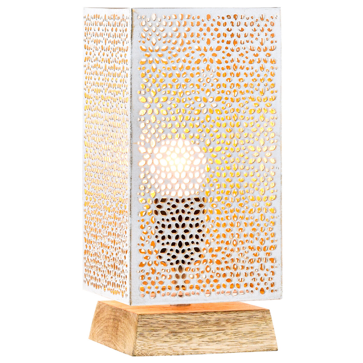 Lampa stołowa w stylu boho, lampka nocna box