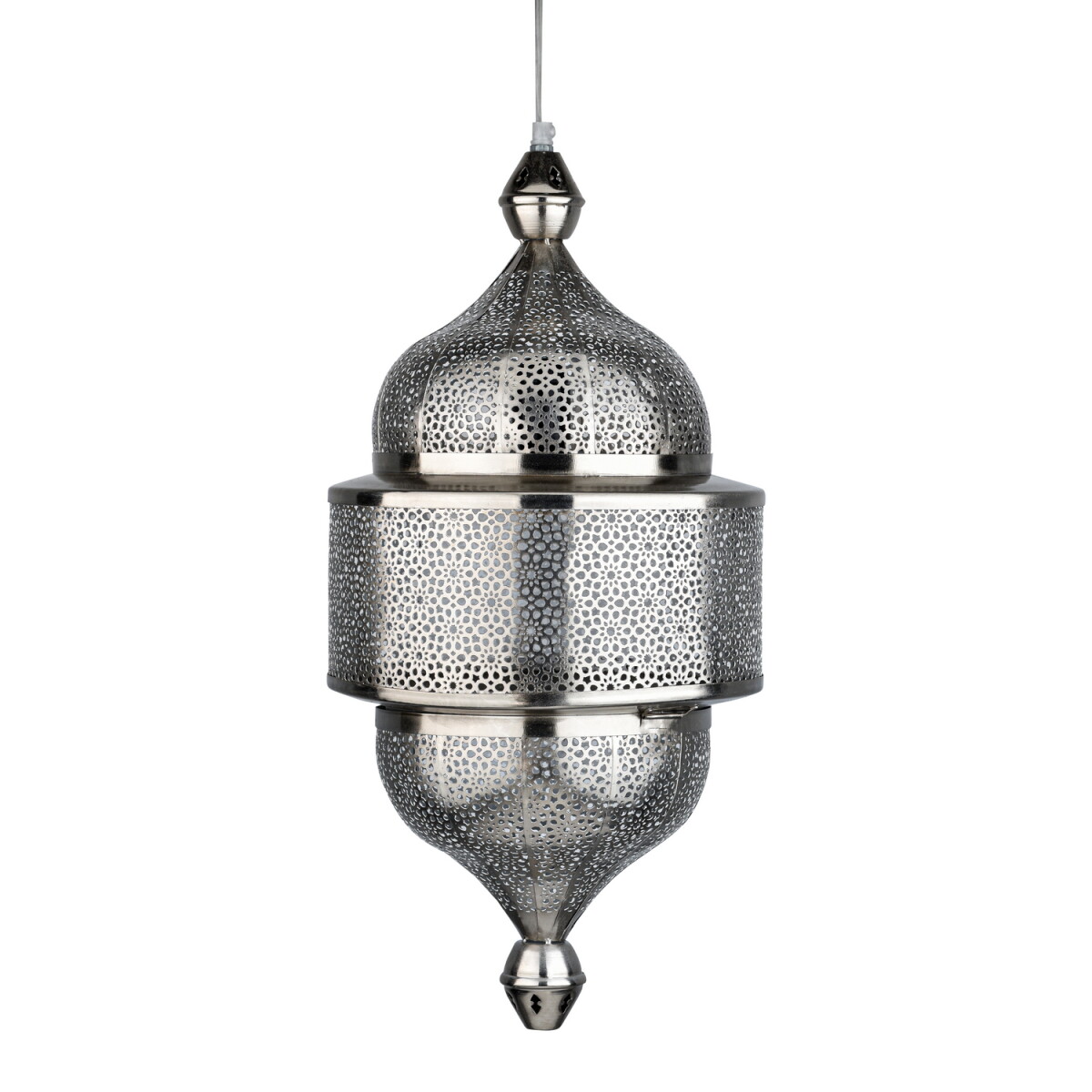Orientalna lampa wisząca Ihdaa, srebrna, 56 cm | Ręcznie wyk