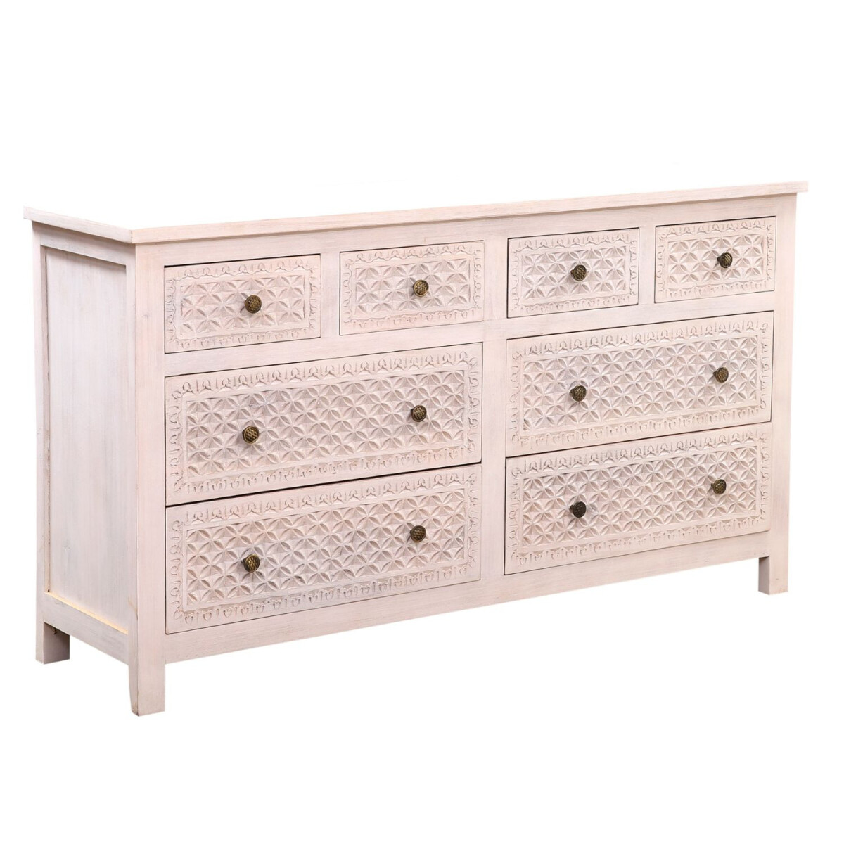 Komoda w stylu boho Casal, biała, 160 cm box