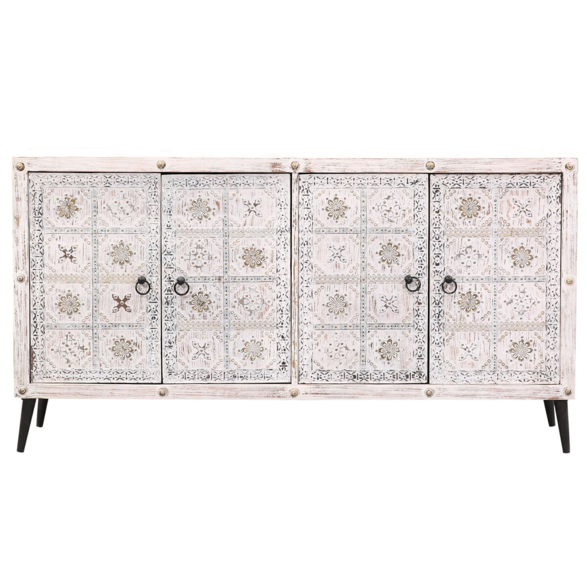 Komoda w stylu boho Vaqui, biała, 150 cm box