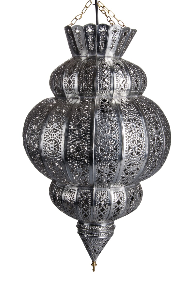 Orientalna lampa wisząca Harem, srebrna, box