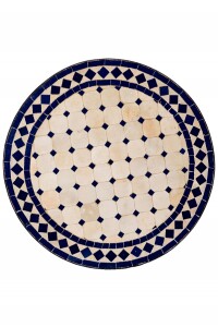 Marokański stolik mozaikowy Marrakesz, beżowo-niebieski,...