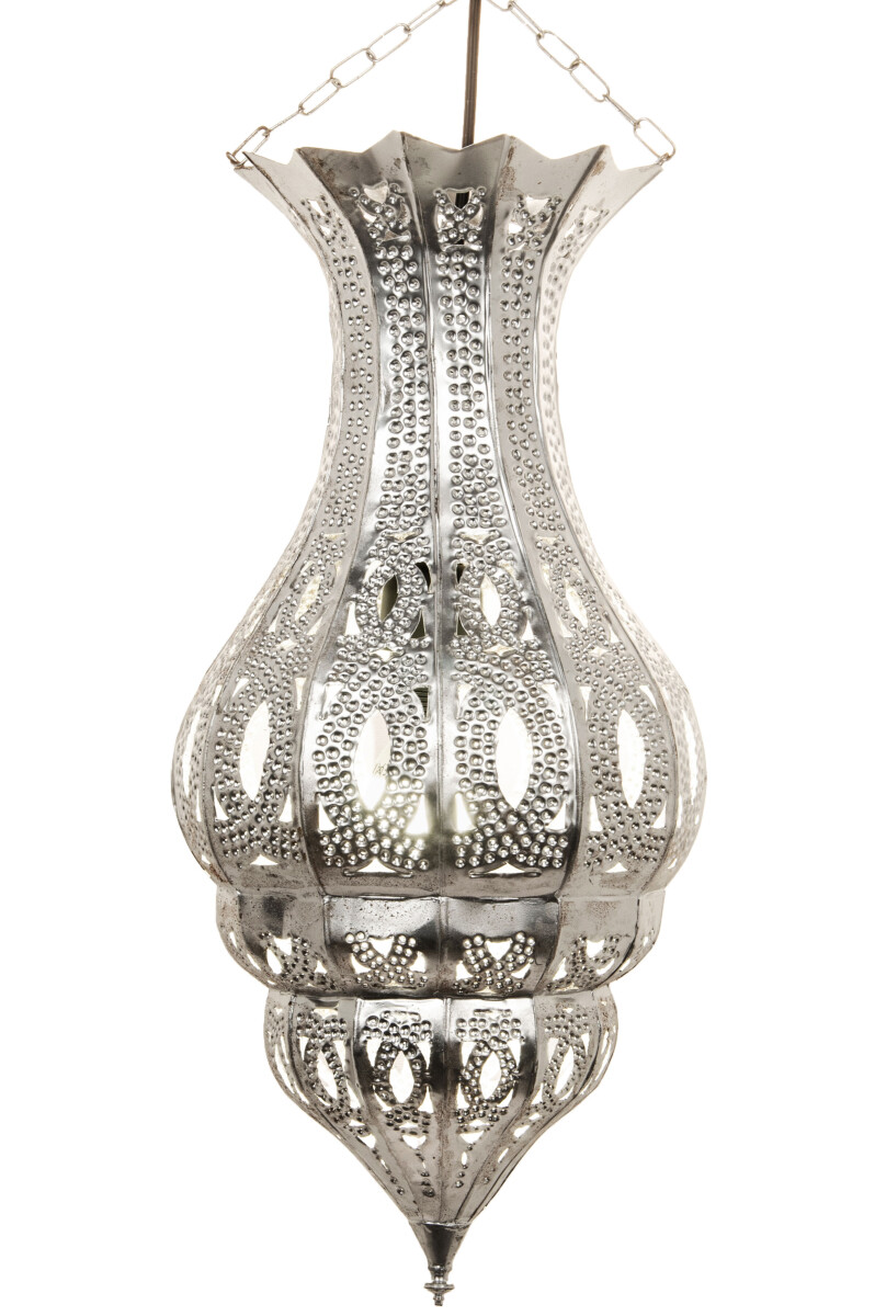 Lampa orientalna Djamir, srebrna, wysokość 47 cm | Ręcznie w
