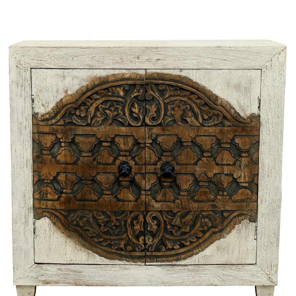 Komoda w stylu orientalnym vintage, biał box