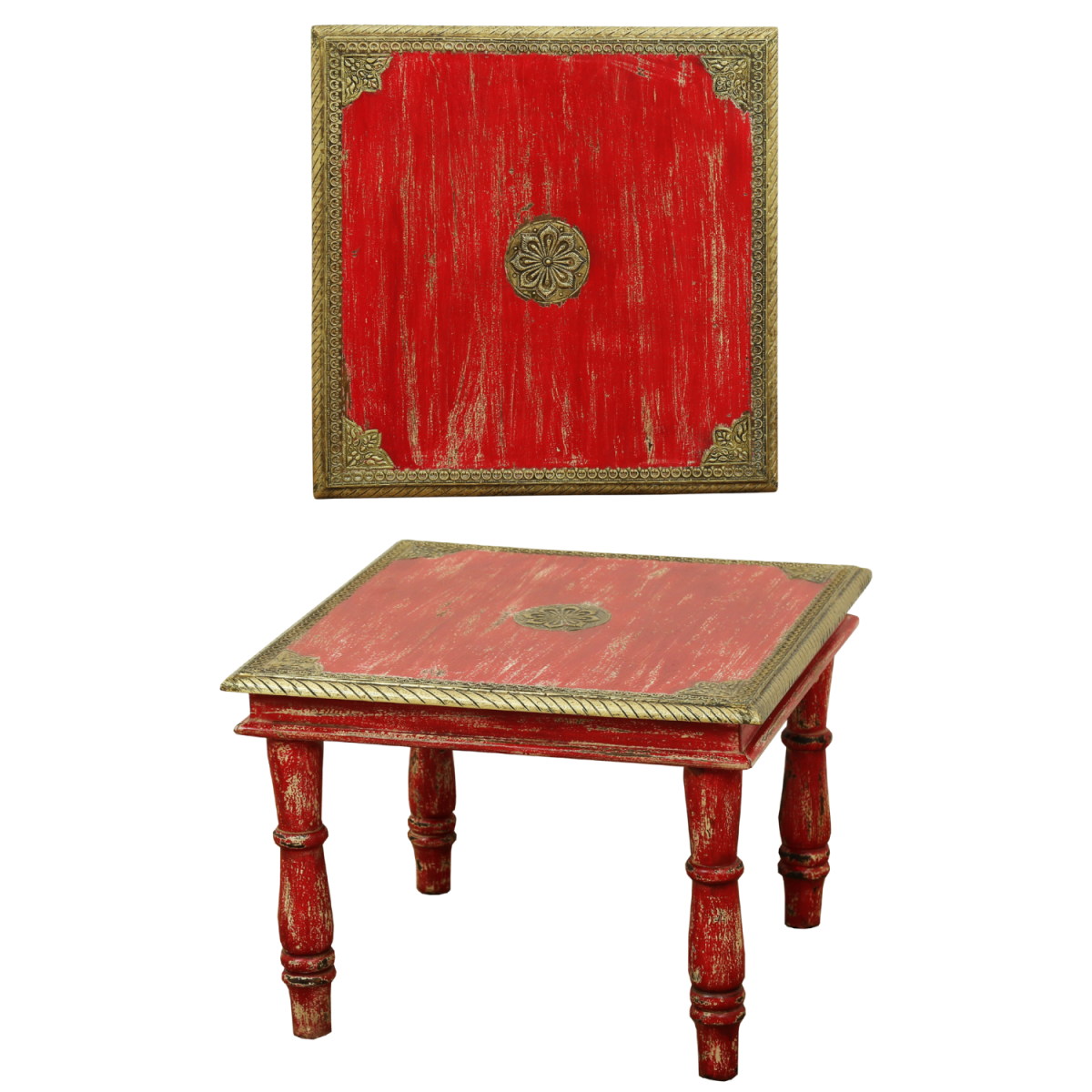 Stolik kawowy Anjay, czerwony, 55 x 55 c box